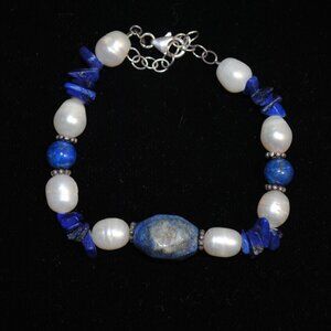 Ross Simons Lapis Lazuli & Pearl Bracelet